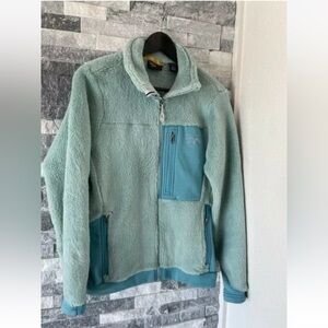 Women's MOUNTAIN HARDWEAR Full Zip Furry Monkey Fleece-Light Blue-Size Medium